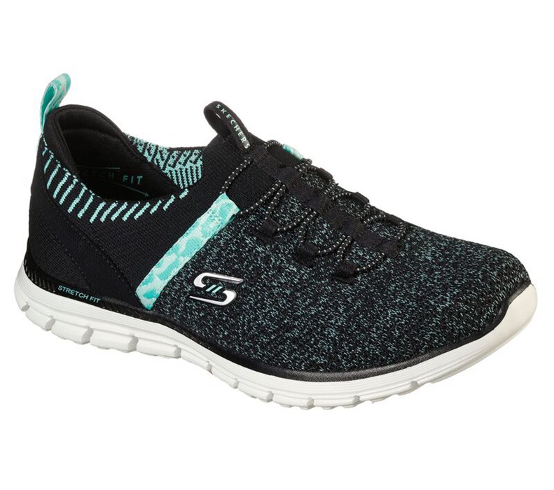 Skechers Luminate - Forever Hers - Womens Slip On Shoes Black/Light Turquoise [AU-ZU5975]